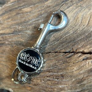 VINTAGE 80’s AC/DC BACK IN BLACK KEYCHAIN CLIP BOTTLE OPENER ACDC MADE ENGLAND